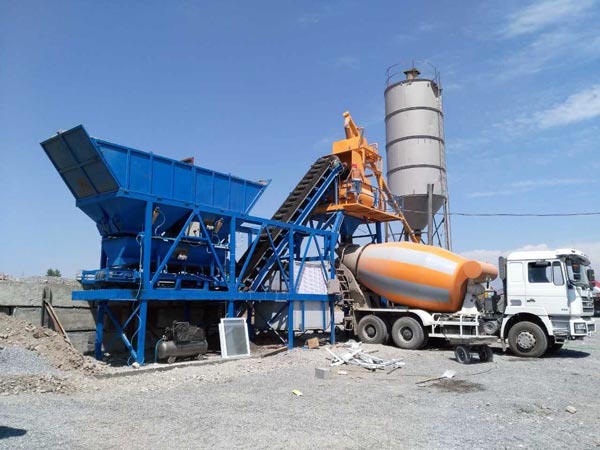 AJY-25 mobile concrete batching plant Indonesia